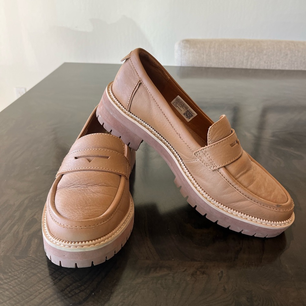 Toms Women's Tan Leather Lug Sole Loafers